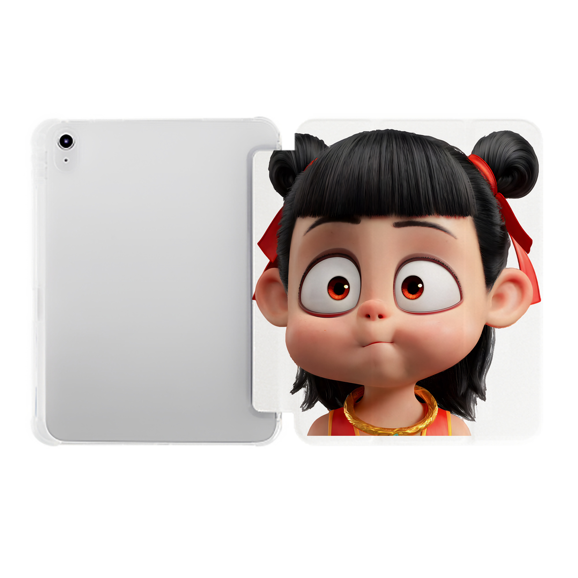 （画像用） Ne Zha 2 ナタ 魔童の大暴れ IPad ケース ペン収納付き 三つ折りスタンド PUレザー×シリコン 対応機種9.5/10.5/10.9インチ